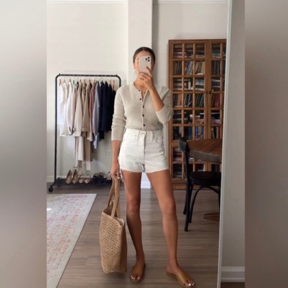 Madewell Relaxed White Denim Shorts High Waist Size 32 - Picture 3 of 16